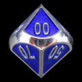 TDSO Metal Fire Forge Silver & Blue Enamel Percentile Dice