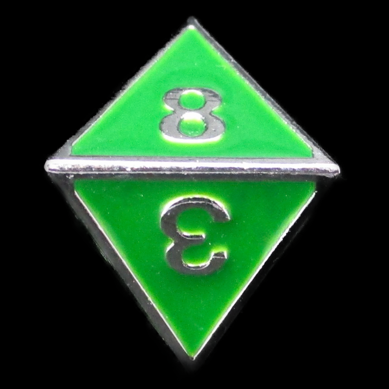 TDSO Metal Fire Forge Silver & Green Enamel D8 Dice