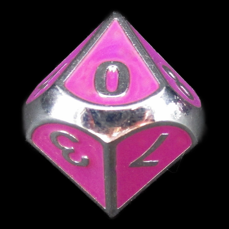 HALF PRICE CLEARANCE TDSO Metal Fire Forge Silver & Purple Enamel D10 Dice