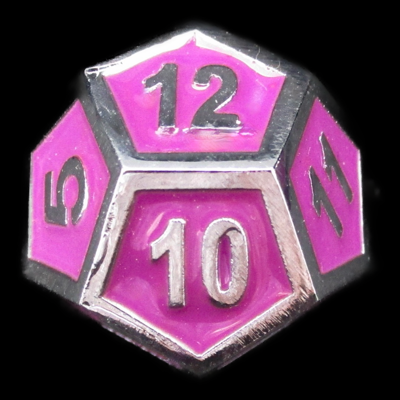 HALF PRICE CLEARANCE TDSO Metal Fire Forge Silver & Purple Enamel D12 Dice