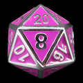 HALF PRICE CLEARANCE TDSO Metal Fire Forge Silver & Purple Enamel D20 Dice