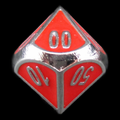 TDSO Metal Fire Forge Silver & Red Enamel Percentile Dice