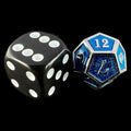 CLEARANCE TDSO Metal Fire Forge Silver & Sapphire Blue MINI 12mm D12 Dice