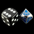 CLEARANCE TDSO Metal Fire Forge Silver & Sapphire Blue MINI 12mm Percentile Dice