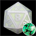 TDSO Metal Fire Forge Steel & Green Glow In The Dark D20 Dice