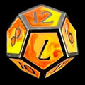 CLEARANCE TDSO Metal Fire Forged Multi Black Nickel Orange Red & Yellow D12 Dice