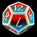 CLEARANCE TDSO Metal Fire Forged Multi Colour Silver Black Blue & Red D12 Dice