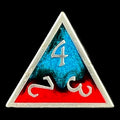 CLEARANCE TDSO Metal Fire Forged Multi Colour Silver Black Blue & Red D4 Dice
