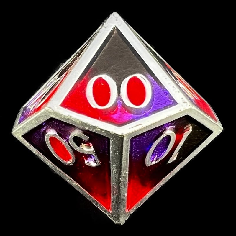 CLEARANCE TDSO Metal Fire Forged Multi Colour Silver Black Purple & Red Percentile Dice