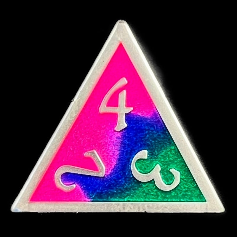 CLEARANCE TDSO Metal Fire Forged Multi Colour Silver Blue Green & Pink D4 Dice