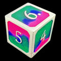 CLEARANCE TDSO Metal Fire Forged Multi Colour Silver Blue Green & Pink D6 Dice