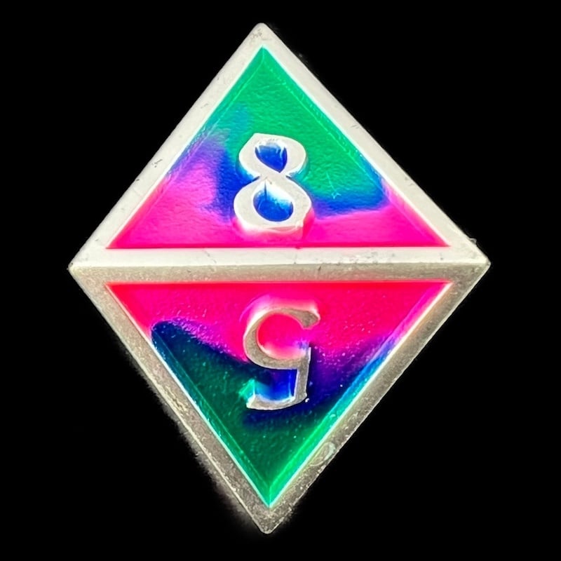 CLEARANCE TDSO Metal Fire Forged Multi Colour Silver Blue Green & Pink D8 Dice