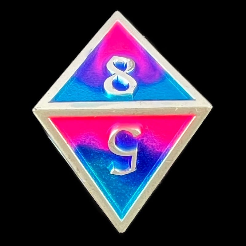 CLEARANCE TDSO Metal Fire Forged Multi Colour Silver Blue Pink & Purple D8 Dice