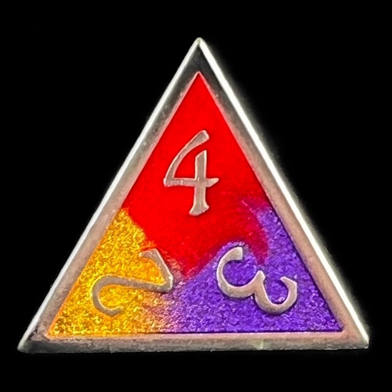 CLEARANCE TDSO Metal Fire Forged Multi Colour Silver Gold Purple & Red D4 Dice