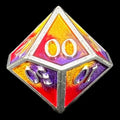 CLEARANCE TDSO Metal Fire Forged Multi Colour Silver Gold Purple & Red Percentile Dice