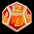 CLEARANCE TDSO Metal Fire Forged Multi Colour Silver Orange Red & Yellow D12 Dice