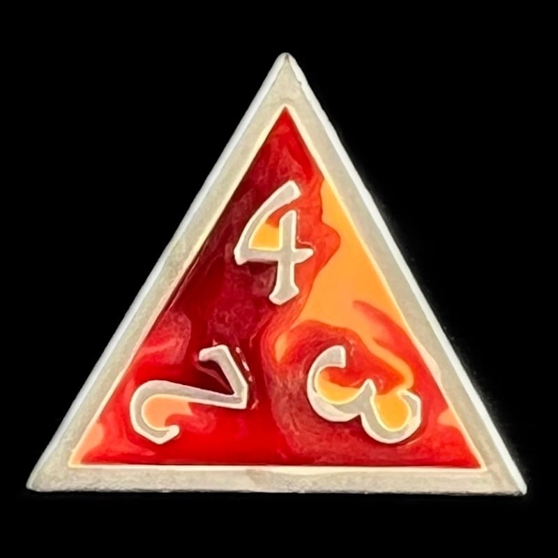 CLEARANCE TDSO Metal Fire Forged Multi Colour Silver Orange Red & Yellow D4 Dice