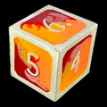 CLEARANCE TDSO Metal Fire Forged Multi Colour Silver Orange Red & Yellow D6 Dice