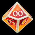CLEARANCE TDSO Metal Fire Forged Multi Colour Silver Orange Red & Yellow Percentile Dice