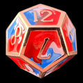 CLEARANCE TDSO Metal Fire Forged Multi Copper Blue Red & White D12 Dice