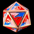 CLEARANCE TDSO Metal Fire Forged Multi Copper Blue Red & White D20 Dice