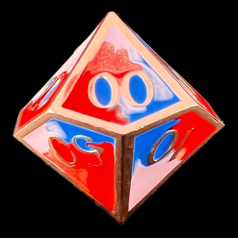 CLEARANCE TDSO Metal Fire Forged Multi Copper Blue Red & White Percentile Dice