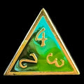 CLEARANCE TDSO Metal Fire Forged Multi Gold Black Green & Turquoise D4 Dice