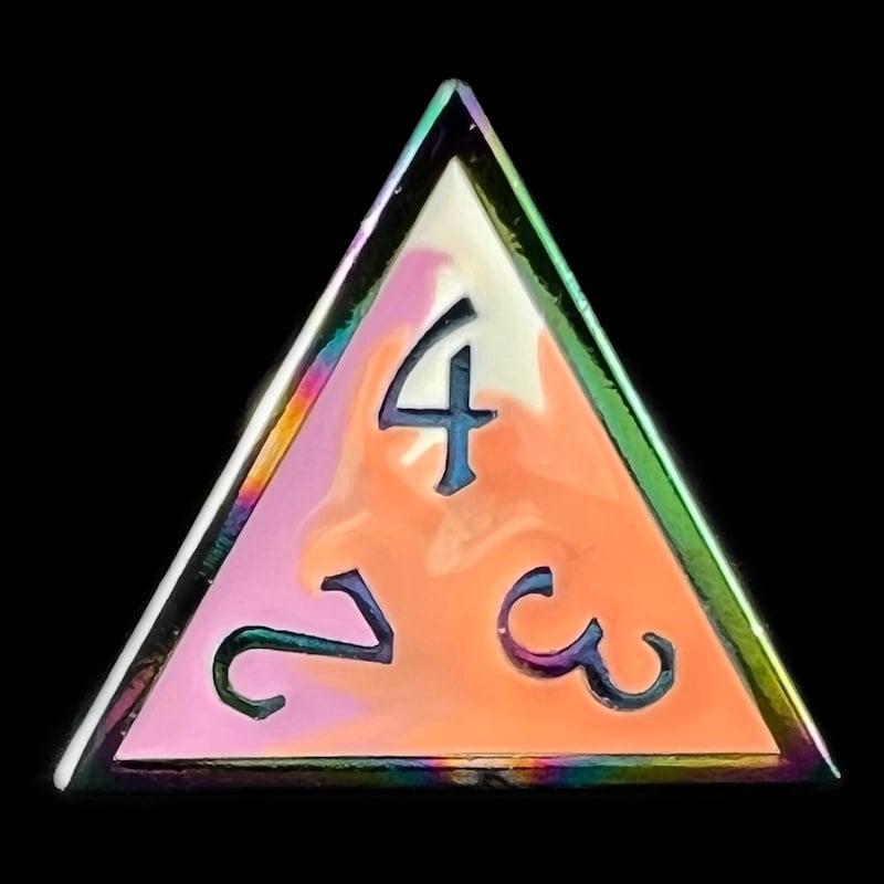 CLEARANCE TDSO Metal Fire Forged Multi Iridescent Orange Violet & White D4 Dice