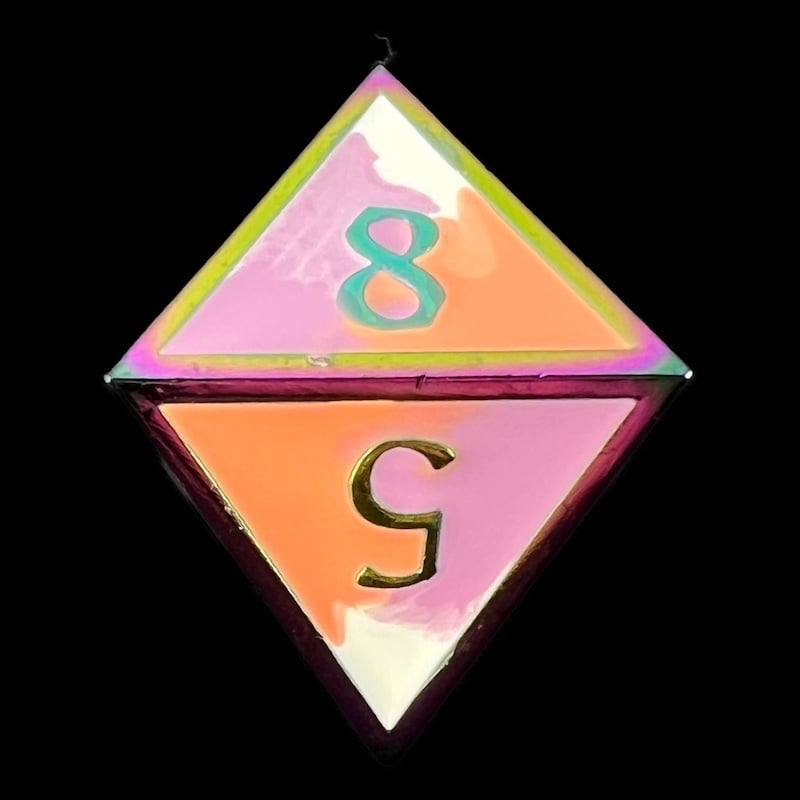 CLEARANCE TDSO Metal Fire Forged Multi Iridescent Orange Violet & White D8 Dice