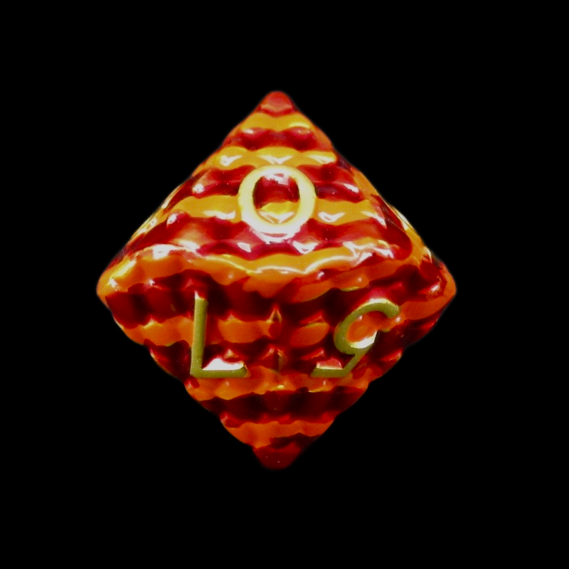 TDSO Metal Dragon Scale Flame & Gold D10 Dice