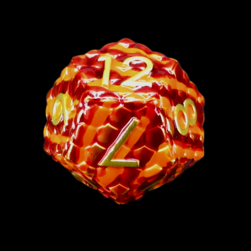 TDSO Metal Dragon Scale Flame & Gold D12 Dice