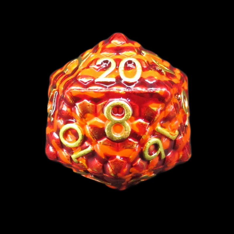 TDSO Metal Dragon Scale Flame & Gold D20 Dice