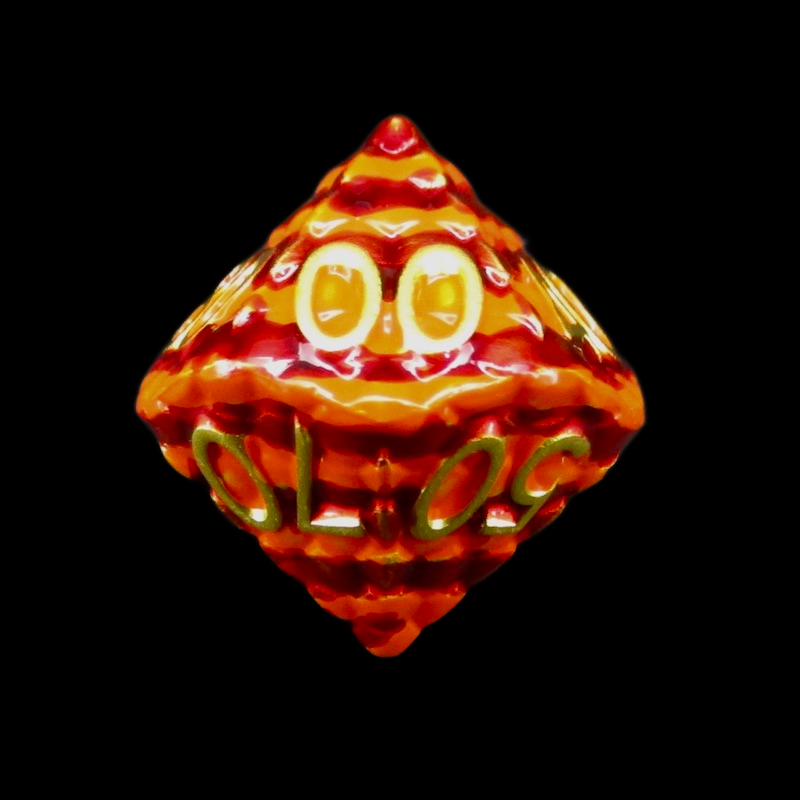 TDSO Metal Dragon Scale Flame & Gold Percentile Dice