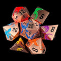 TDSO Metal Flying Dragon Copper & Rainbow 7 Dice Polyset