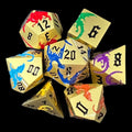 TDSO Metal Flying Dragon Gold & Rainbow 7 Dice Polyset