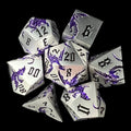TDSO Metal Flying Dragon Silver & Purple 7 Dice Polyset