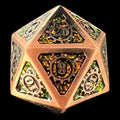TDSO Metal Gears Antique Copper & Amber Mica D20 Dice
