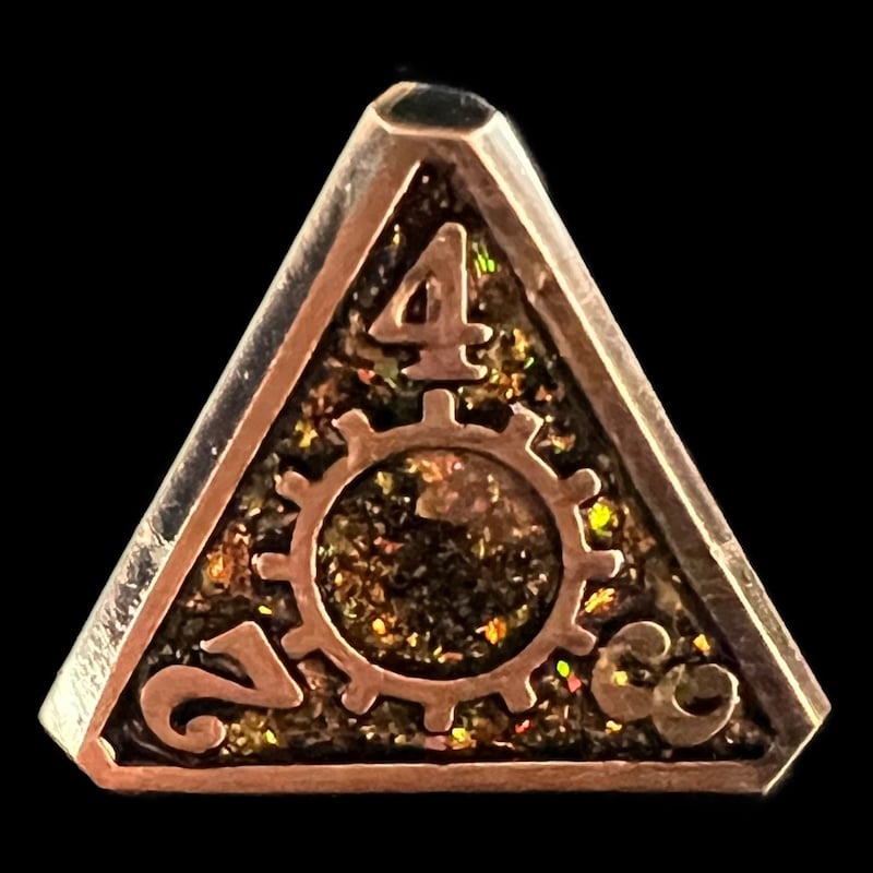 TDSO Metal Gears Antique Copper & Amber Mica D4 Dice