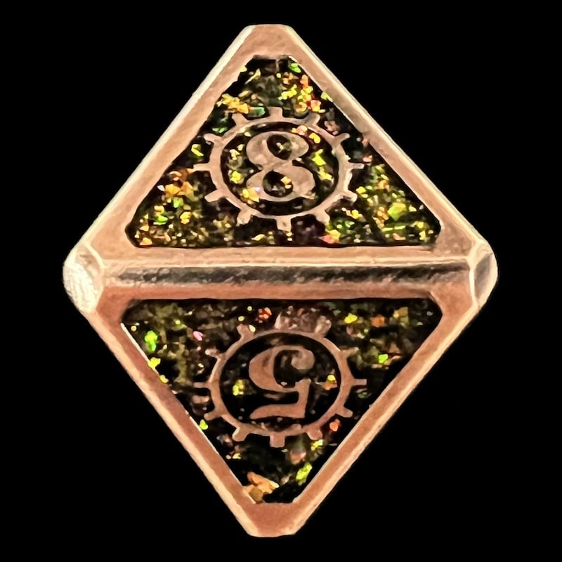 TDSO Metal Gears Antique Copper & Amber Mica D8 Dice