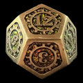 TDSO Metal Gears Antique Gold & Amber Mica D12 Dice