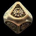 TDSO Metal Gears Antique Gold & Amber Mica Percentile Dice