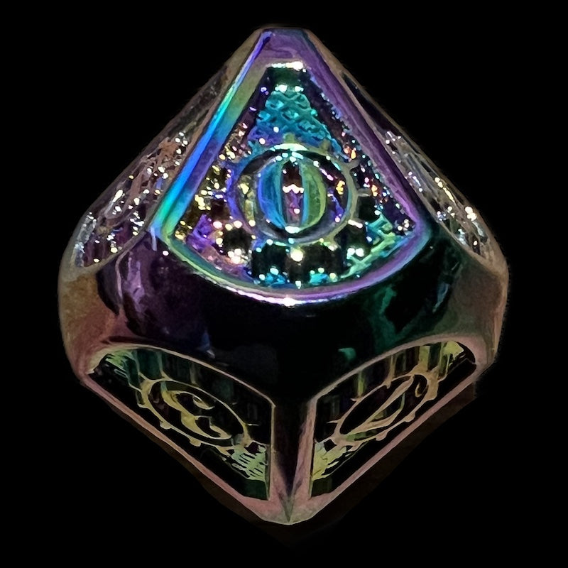 CLEARANCE TDSO Metal Gears Iridescent Rainbow D10 Dice