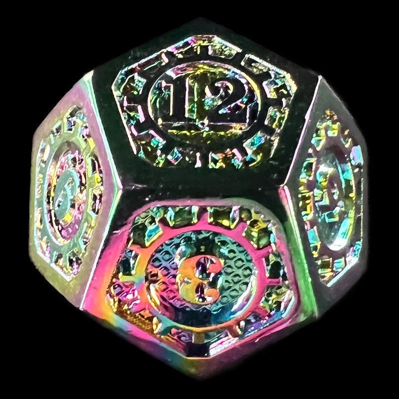 CLEARANCE TDSO Metal Gears Iridescent Rainbow D12 Dice