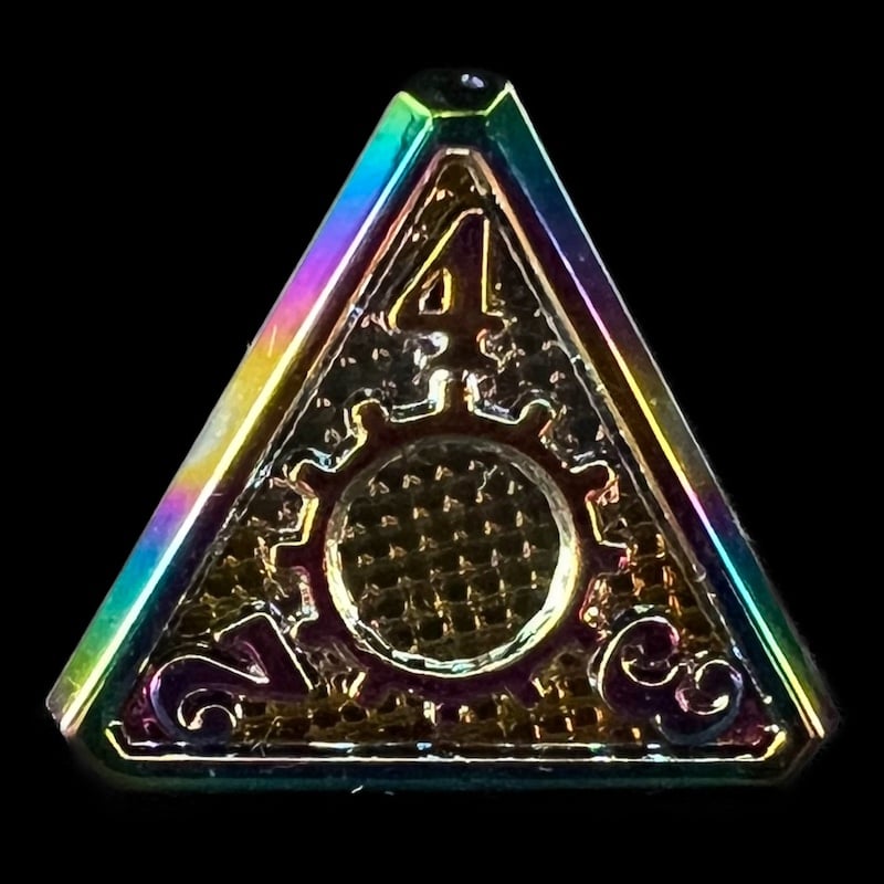 CLEARANCE TDSO Metal Gears Iridescent Rainbow D4 Dice