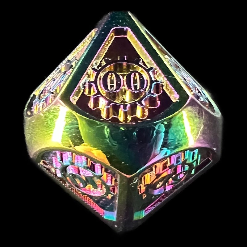 CLEARANCE TDSO Metal Gears Iridescent Rainbow Percentile Dice