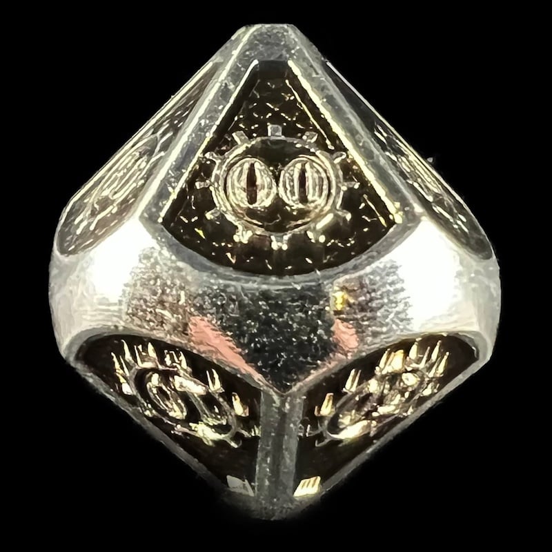 CLEARANCE TDSO Metal Gears Silver & Black Percentile Dice