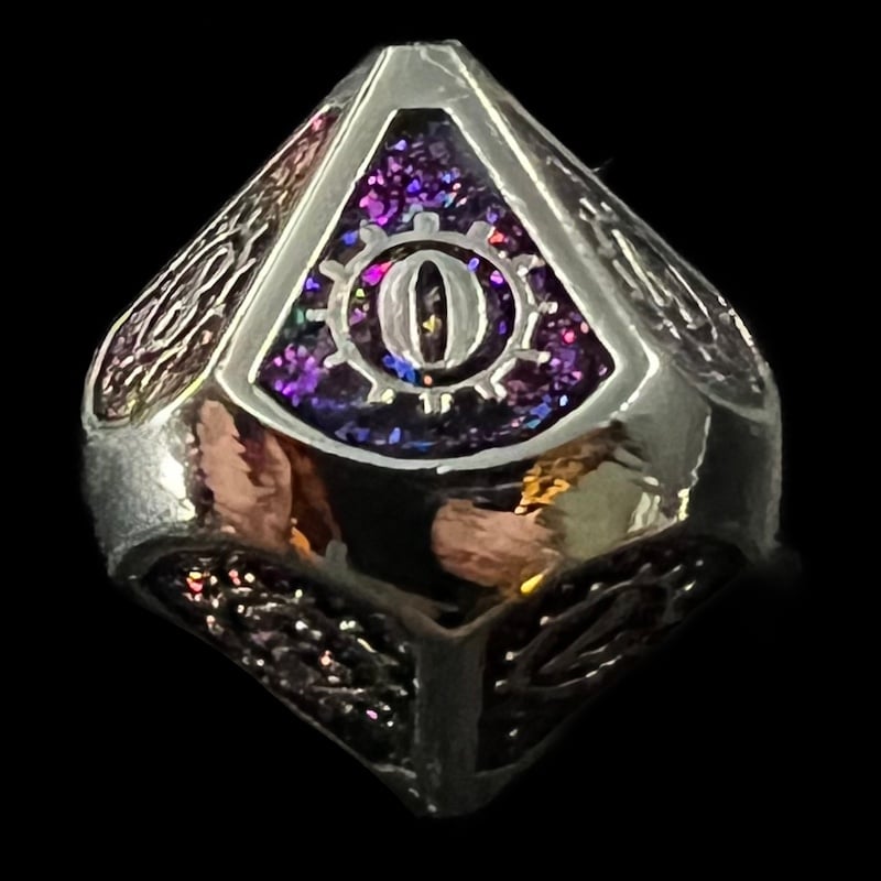 CLEARANCE TDSO Metal Gears Silver & Purple Mica D10 Dice