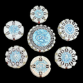 TDSO Metal Round Gyro Silver & Blue 7 Dice Polyset (Copy)