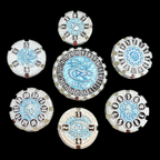TDSO Metal Round Gyro Silver & Blue 7 Dice Polyset (Copy)