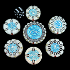 TDSO Metal Round Gyro Silver & Blue 7 Dice Polyset (Copy)